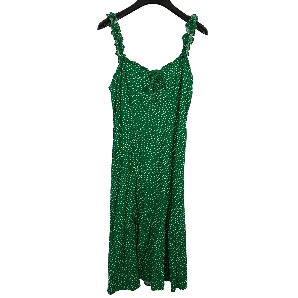 See You Monday Los Angeles Green and White Polka Dot Summer Dress Size Large